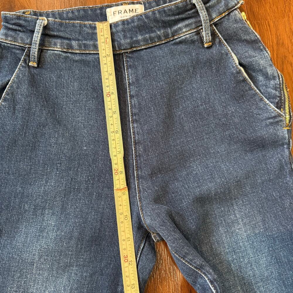 Frame Denim Flounce Jeans Delavan Blue Sz 26 Crop Flare Side Zip Boho - Picture 6 of 9